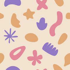 Seamless pattern with naive doodle smooth organic shapes