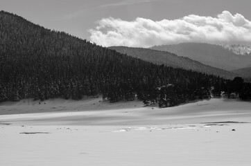 winter landscape with snowy mountains