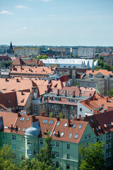 Fototapeta na wymiar Szczecin Panorama view with Odra river. Szczecin historical city with architectural layout similar to Paris