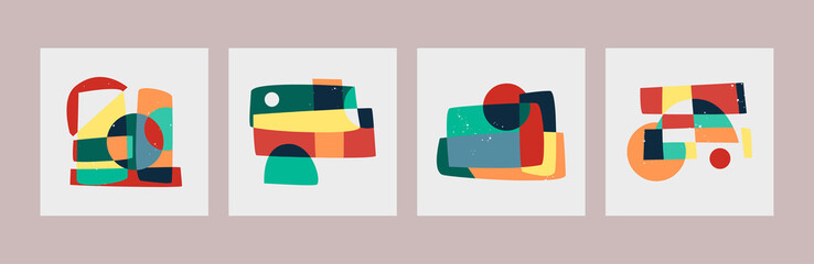 Set of abstraction shapes and doodle objects. Vector illustration.
