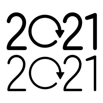 Set Of 2021 Icon. New Year Symbol. Restart Sign