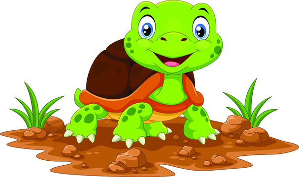 Illustration of Cute turtle cartoon Stock Vector | Adobe Stock