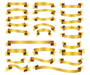 gold ribbon banner label on transparent background