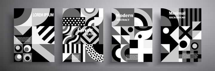 Vector retro graphic geometric design. A collection of cool vintage covers. Abstract forms of composition for book covers, posters, flyers, magazines, business annual reports, music albums.