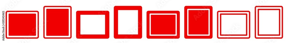 Poster frame icon red | frames illustration | rectangle symbol | label emblem logo box | button sign | isol