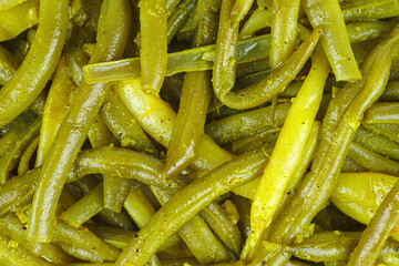 Appetizer: spicy marinated wax beans.
