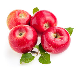 ripe red apples isolate on white background