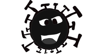 Obraz premium Laughing virus vector with a black color and isolated white background