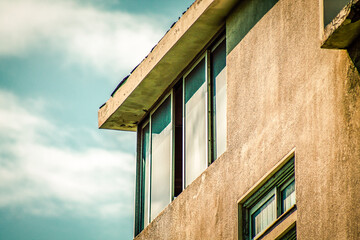 View of the facade of a modern building in the streets of Tel Aviv in Israel
