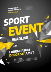 Poster design with polygonal shapes for sport event, competition or championship. Sport background.