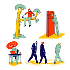 Characters Stupidity, Man Sawing Off the Tree Branch He is Sitting on. Stupid User Deleted Important Information from Pc