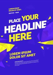 Layout design with polygonal dynamic shapes. Vector illustration for poster, flyer or website design.