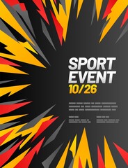 Poster design with explosion of shards for sport event, invitation, awards or championship. Sport background.