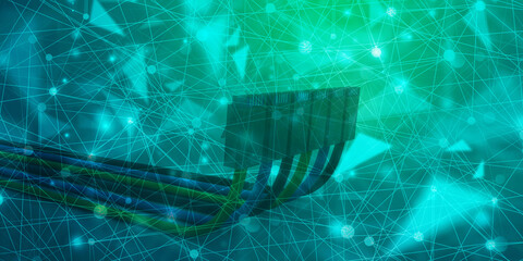 2d illustration Abstract futuristic electronic circuit technology background