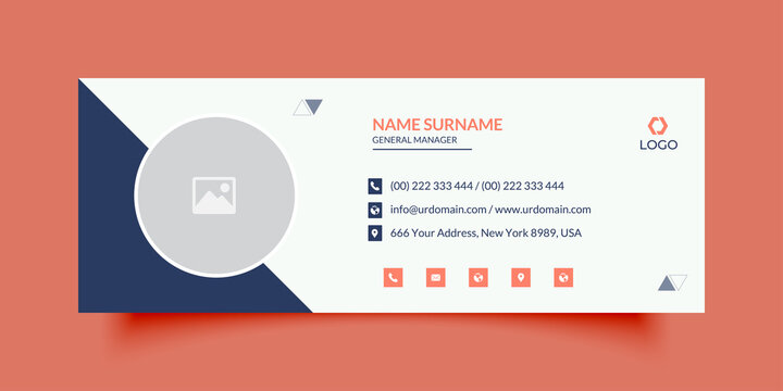 Business email signature template with an author photo place modern layout