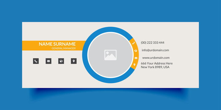 Company email signature template with an author photo place modern layout minimal background