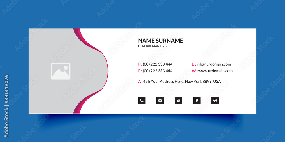 Canvas Prints business email signature template with an author photo place modern layout minimal background