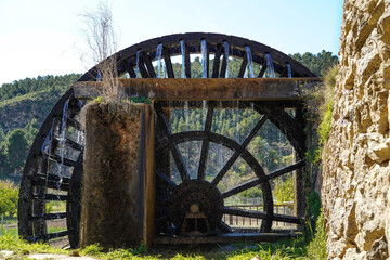 Ancient arabic mill, water noria at Abaran village in Murcia region Spain Europe