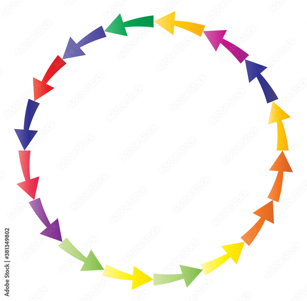 Poster cycle and cyclical arrows. circular, concentric and radial cursor, vector illustration. concept graphic for revision, renewal or synchronization, process, progress and reload, revise concept