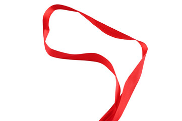 red ribbon arc separating white background