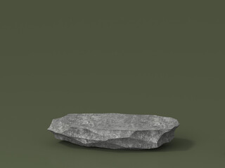 stone podiums for showing product with green background.3d rendering