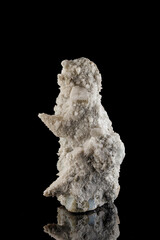 macro stone mineral Quartz Calcite on a black background