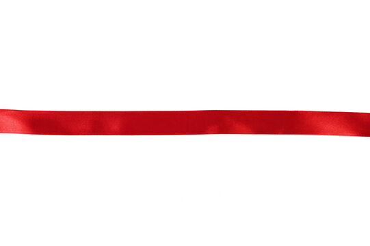 Straight Red Ribbon Separates White Background