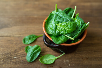 Fresh baby spinach leaves