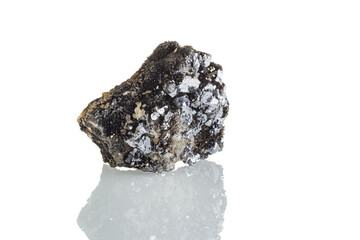 macro stone mineral Galena  on a white background