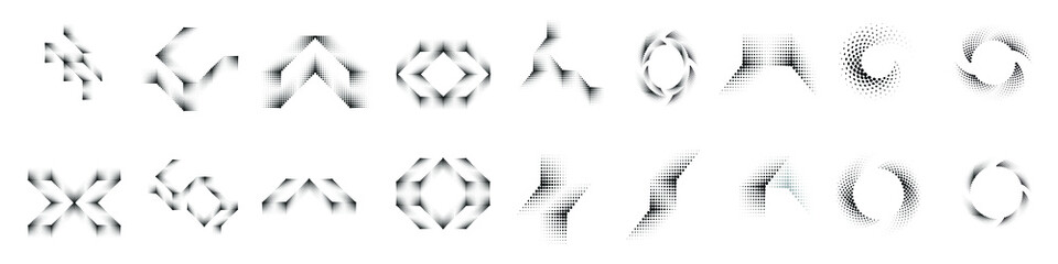 Halftone dots . Vector Illustration .Technology  Logo . Design element . Abstract Geometric shape .