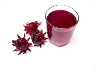 glass of roselle juice  and roselle