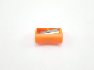 Orange manual hand operated pencil sharpener