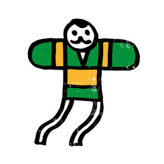 かすれテクスチャーの有無がレイヤーで選べる版画風手書きイラスト　凧