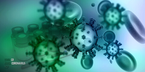 3d render Corona virus microscopic view
