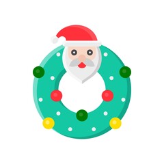 christmas, wreaths and santa faces vectors, in flat style,