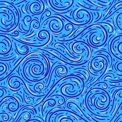 Abstract seamless pattern with doodle waves and swirls. Trendy hand-drawn background. Vector illustration for wallpaper, wrapping, textile.