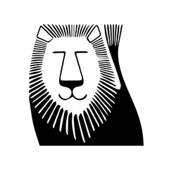 black template of decorative cute cartoon animal lion on white background. vector illustration of simple character on childish theme.