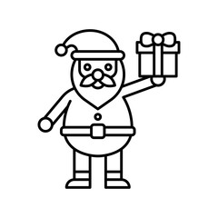 santa, stands and gifts, on hands vectors, in lineal style,