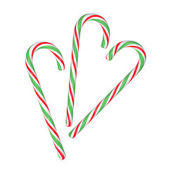 Candy cane red green white isolated on a white background, 3D render