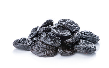 Dry plums isolated on white background