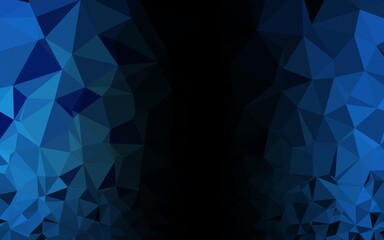 Dark BLUE vector low poly cover. Geometric illustration in Origami style with gradient. Template for your brand book.