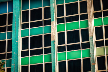 View of the facade of a modern building in the streets of Tel Aviv in Israel