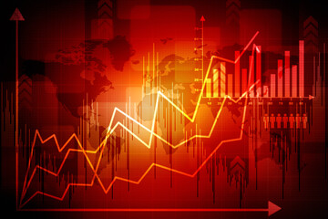 2d rendering Stock market online business concept. business Graph 