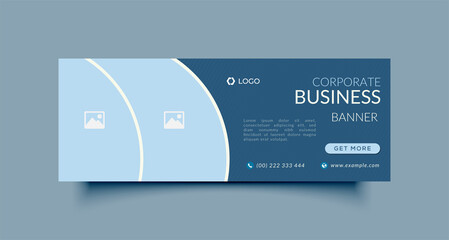 Creative business banner template for Facebook cover page or web ad with photo place modern layout