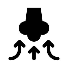 virus transmission related nose suck air with arrows vector in solid design,