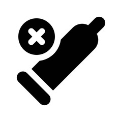 virus transmission related condom with cross sign vector in solid design,