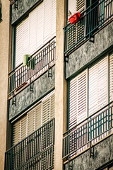 View of the facade of a modern building in the streets of Tel Aviv in Israel