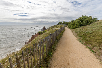 Footpath along the Atlantic Ocean on the French coast.