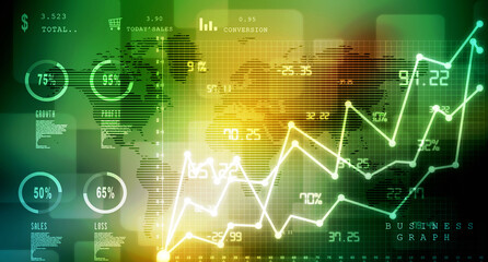 2d rendering Stock market online business concept. business Graph 
