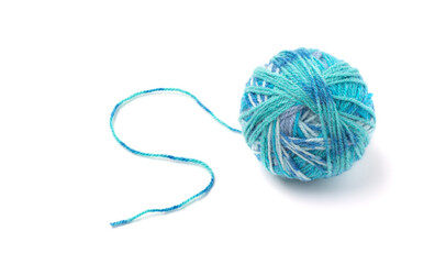 Ball of yarn on white background